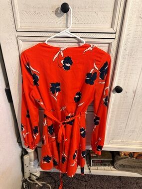 GB girls Red Midi Dress with Navy Floral Print